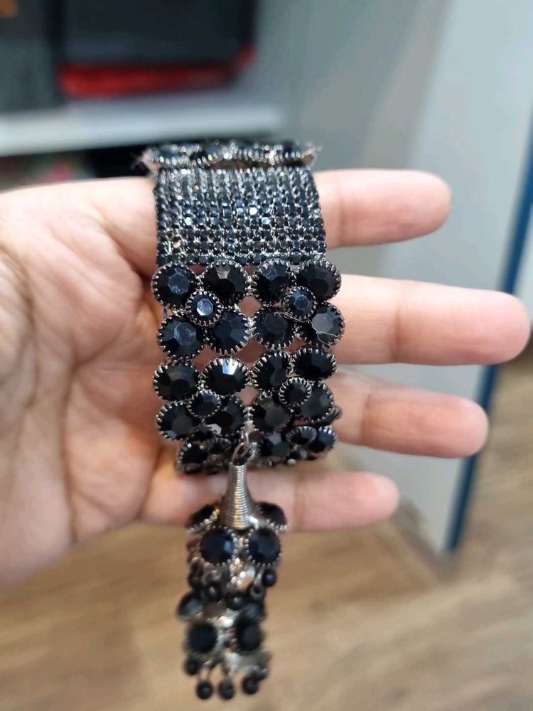 Statement Black Rhinestone Bracelet