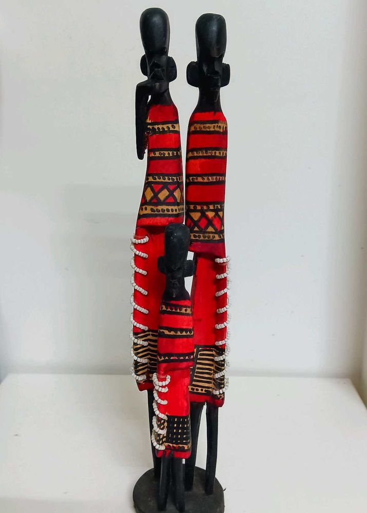 Wooden Massai Family Hand carved.