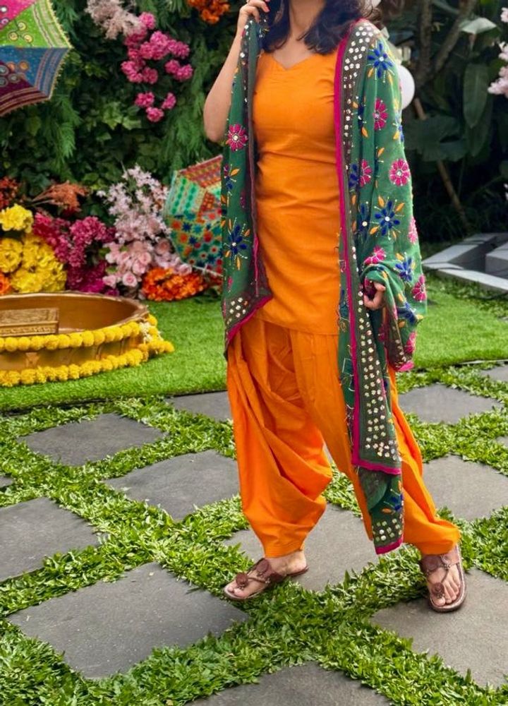 Orange Patiala Salwar Suit