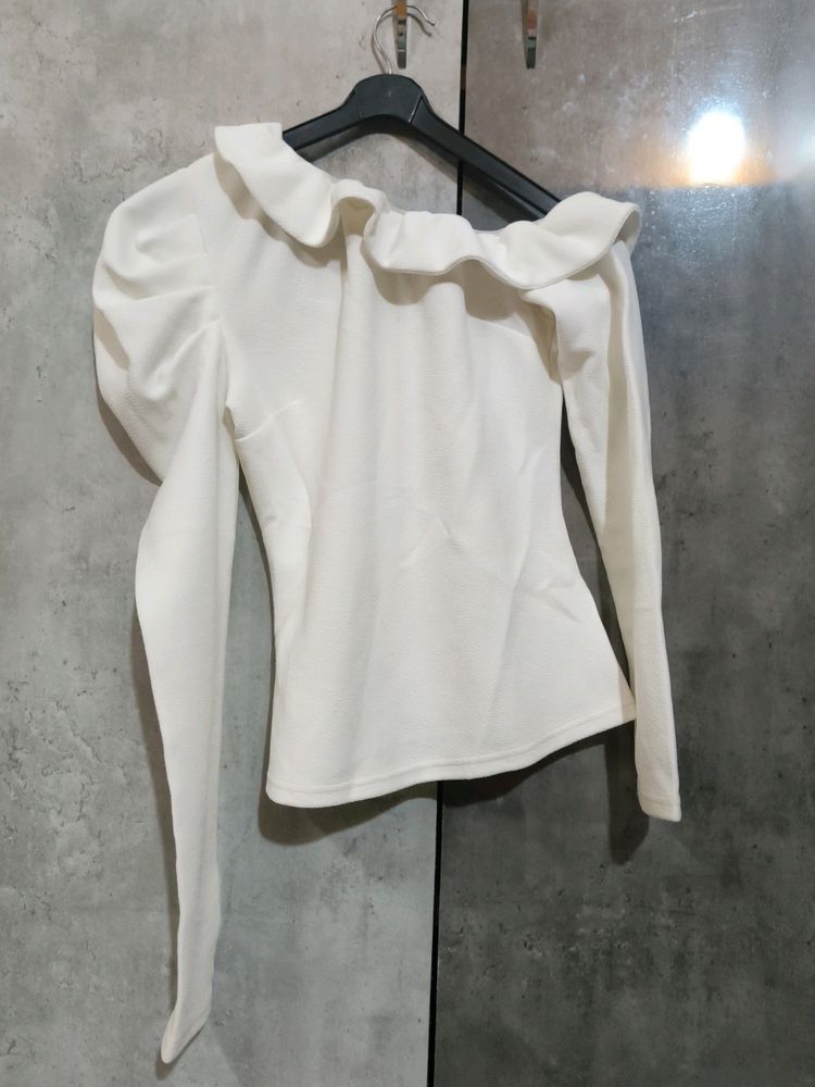 Sexy White One Shoulder Top