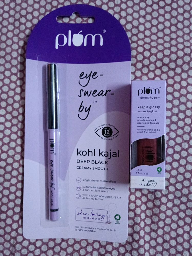 Combo Of Plum Kohli Kajal &amp; Lip Gloss