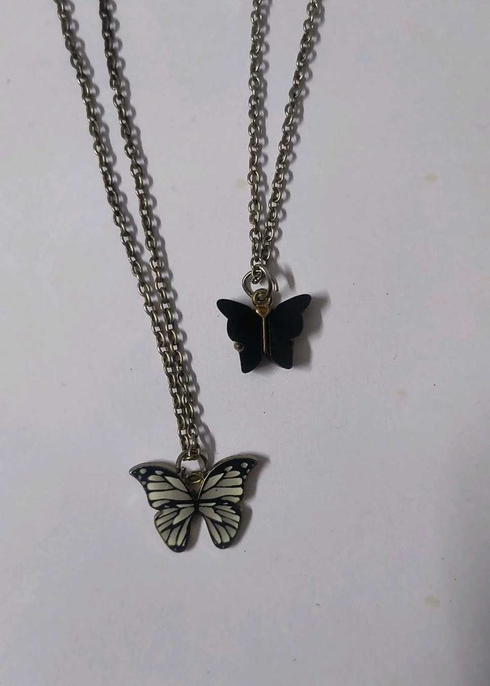 Butterfly Pendant Necklace Set