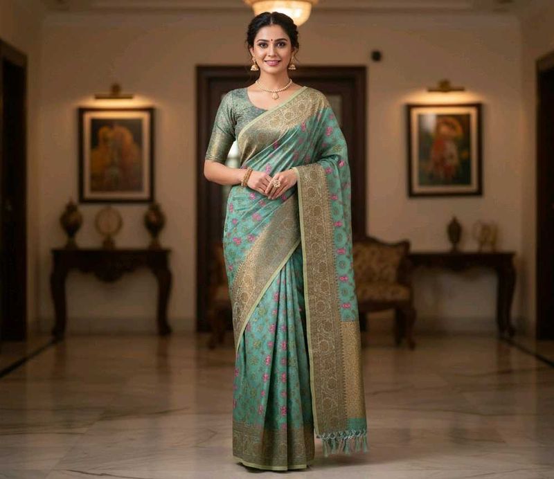 Elegant Banarasi Heavy Silk Saree With Peticoat