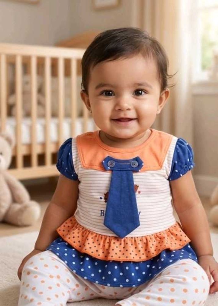 Girls Kids New Baby Outfit with Tie Detail