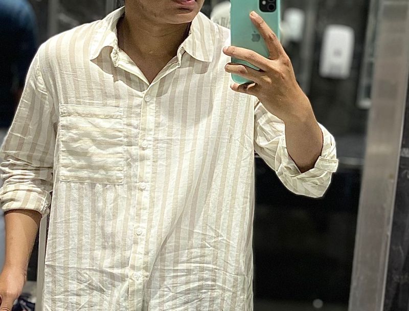 Men’s Oversized cappuccino Stripe Shirt