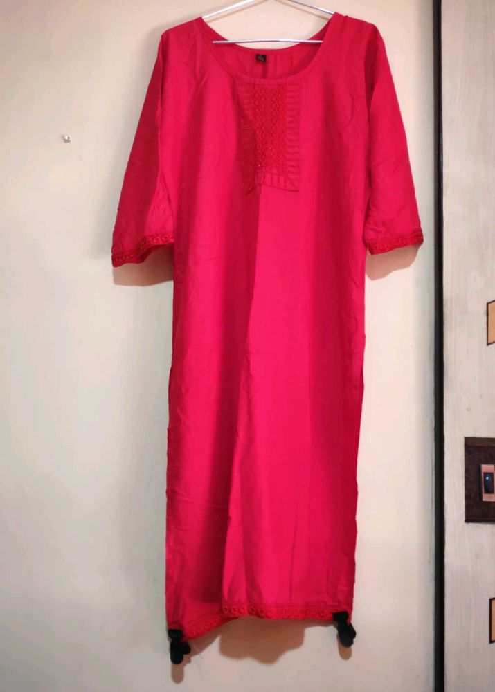 Pink Embroidered Kurti