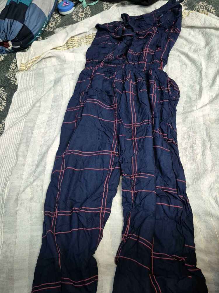 Blue Plaid Jumpsuit