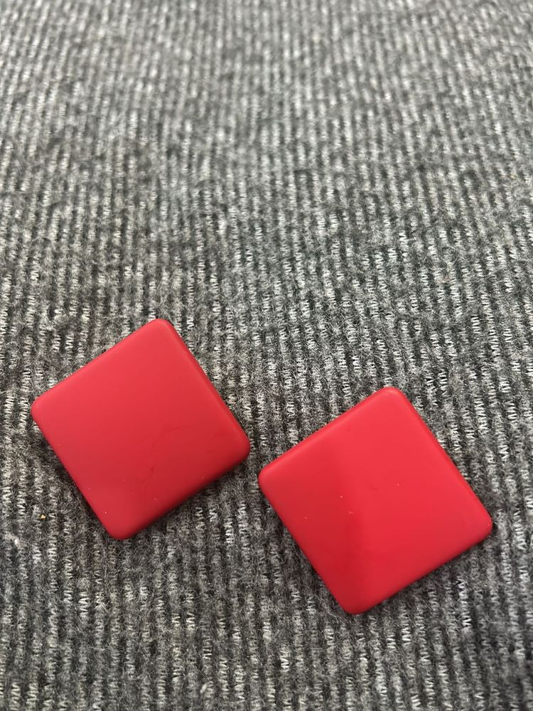 Red Square Earring