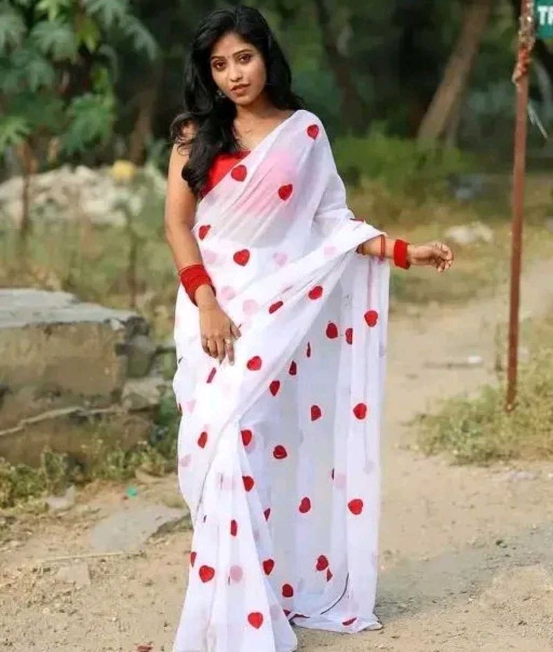 Elegant White Saree