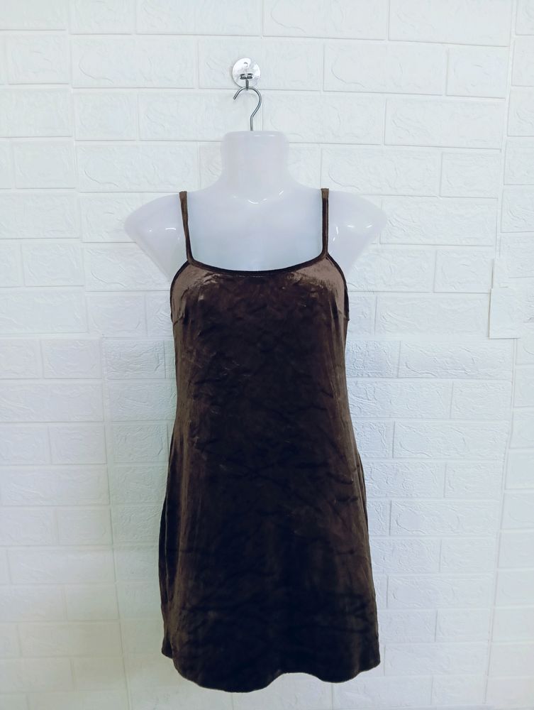 VELVET SOFT BROWN Mini dress