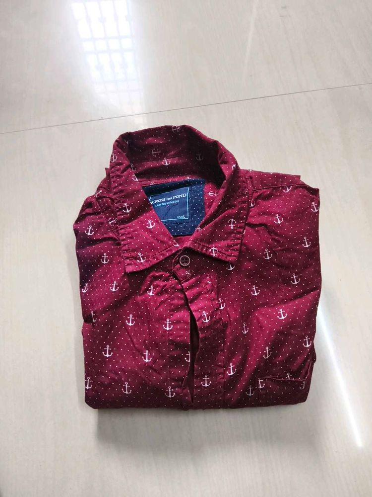 Maroon Anchor Print Shirt