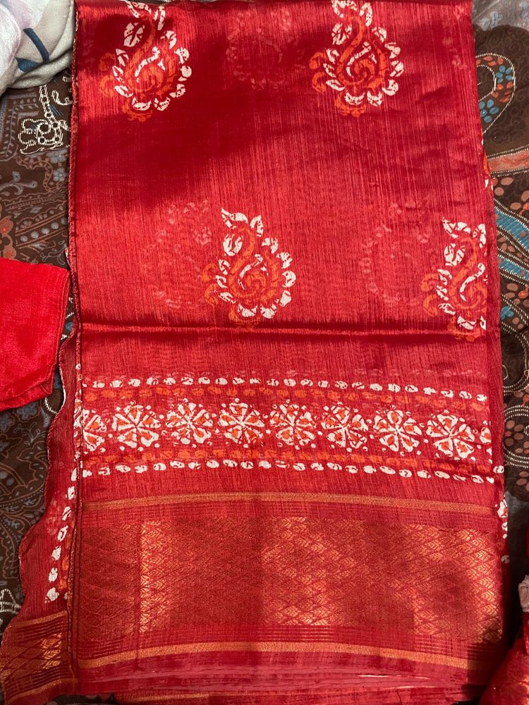 Red Paisley Saree