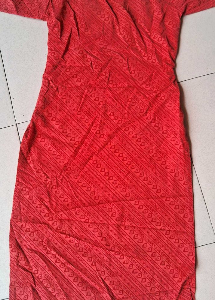 Red Patterned Kurti