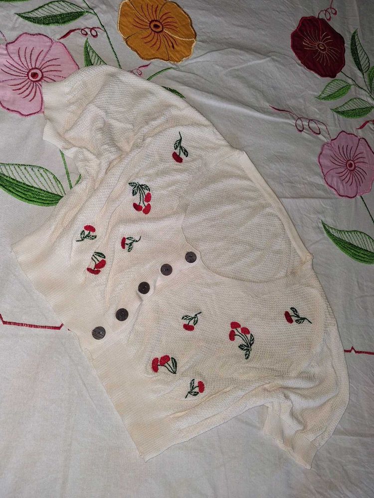 Cute Cherry Print Crop Top