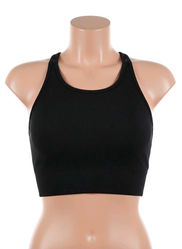 Urbanic Black Ribbed Sports Bra