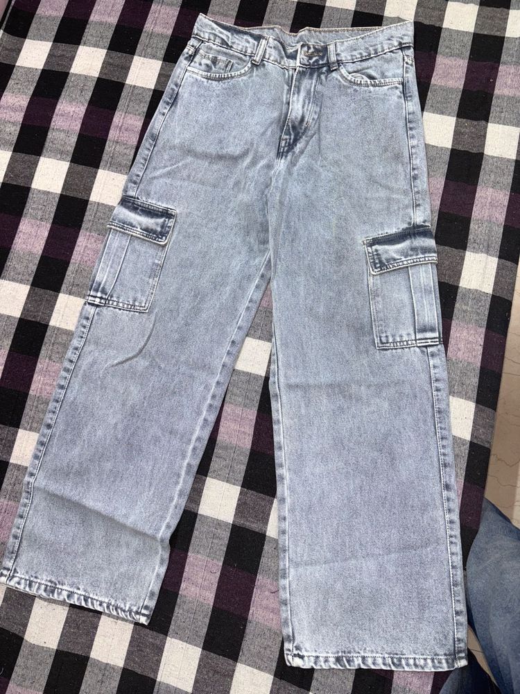 Light Wash Cargo Jeans