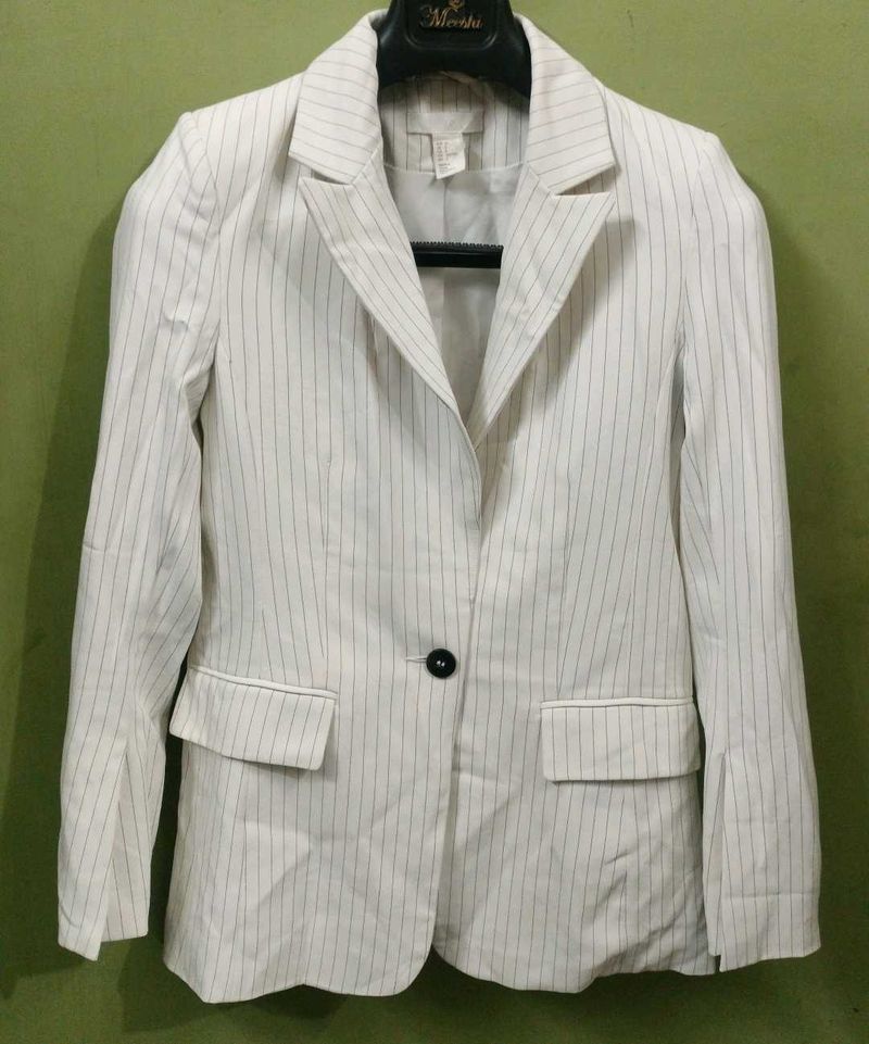 Striped White Blazer