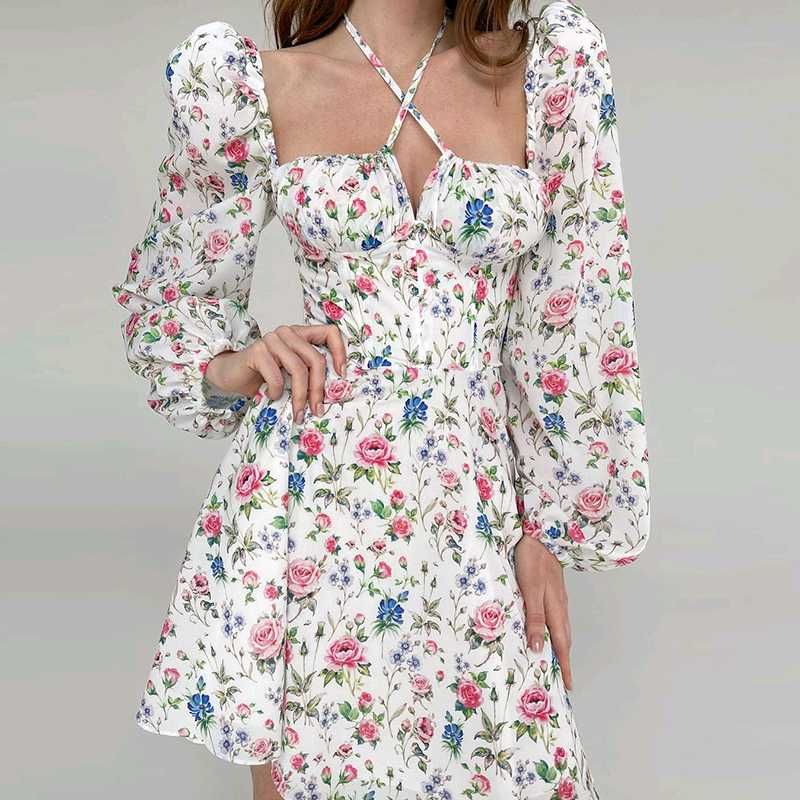 Floral Puff Sleeve Mini Dress
