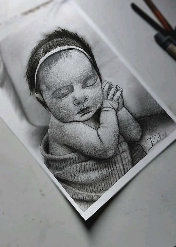 baby potrait sketch draw