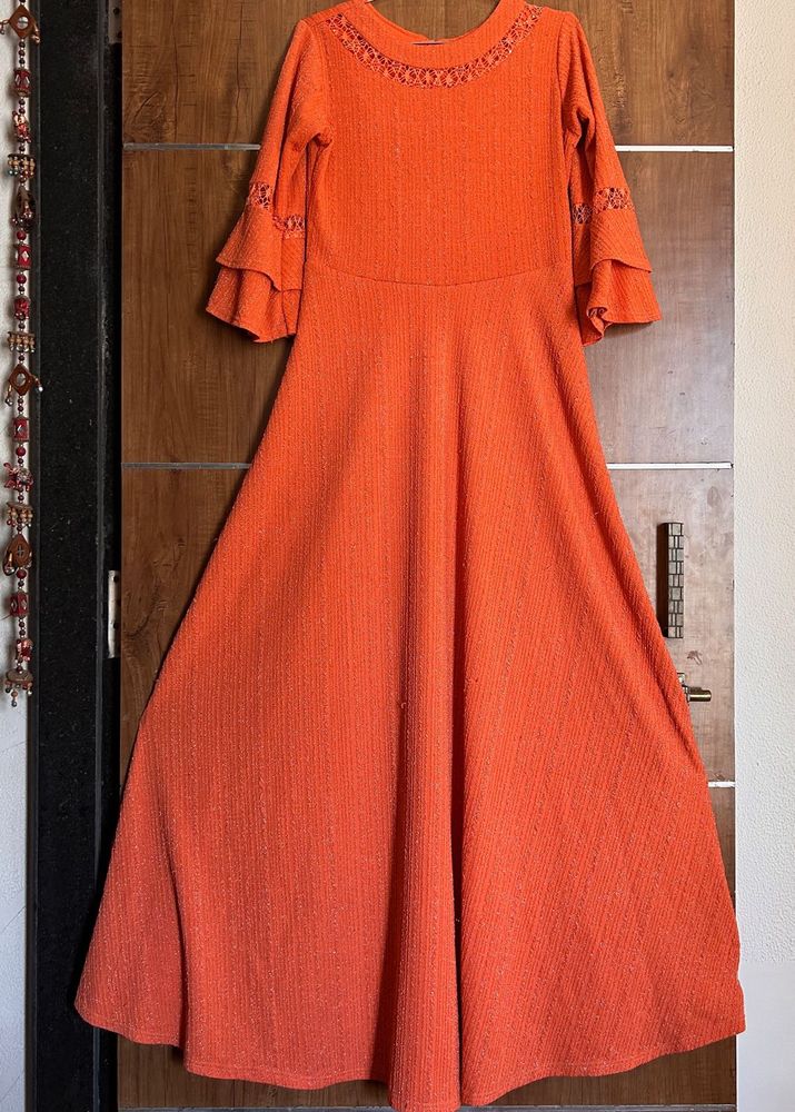 Coral Color Party Wear Gown