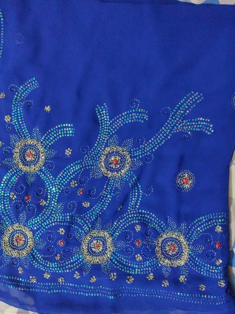 Royal Blue Embellished Saree