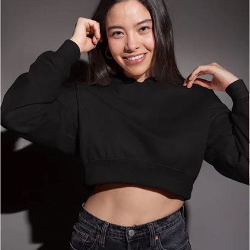 Stylish Black Cropped Hoodie