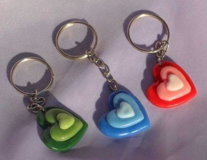 Set Of 3 Heart Keychains