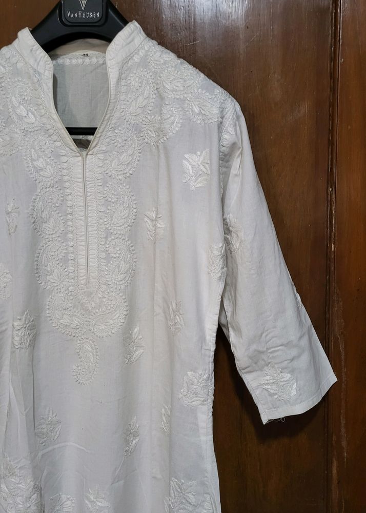 Chikankaari White Kurti