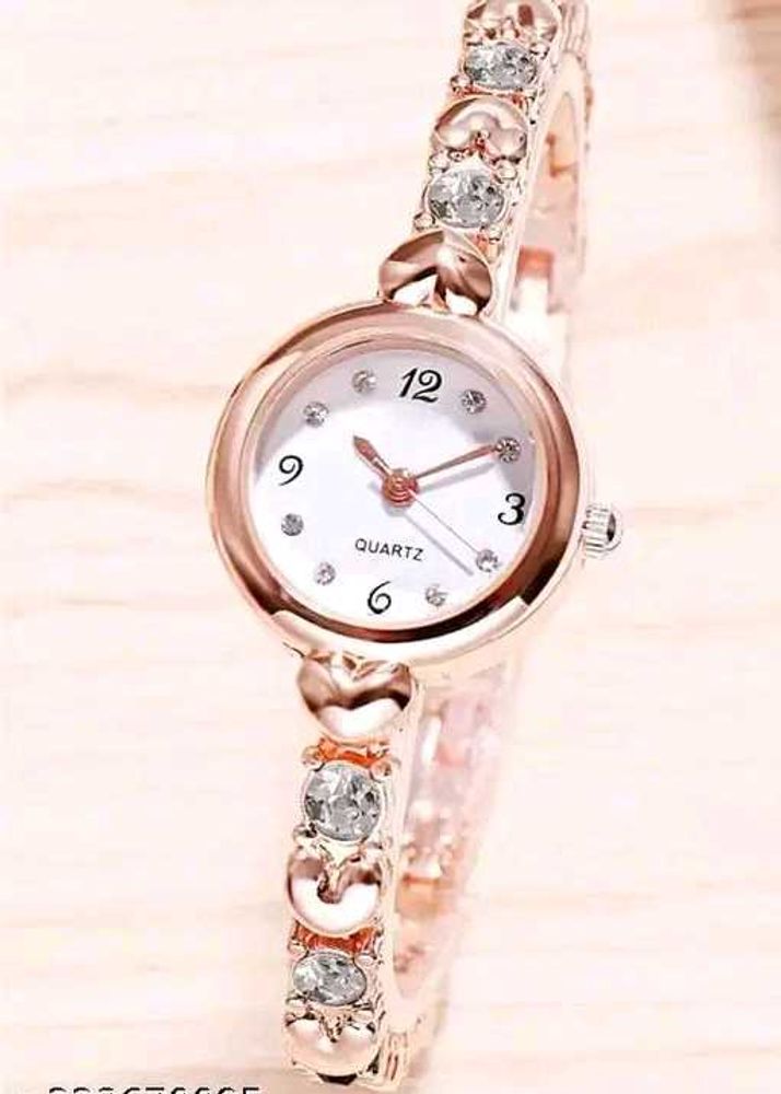 Elegant Rose Gold Heart &amp; Crystal Watch