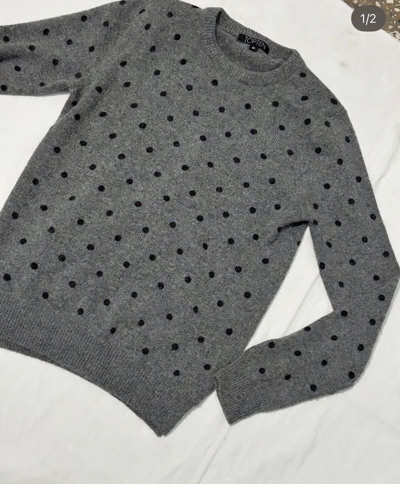 Gray Polka Dot Sweater