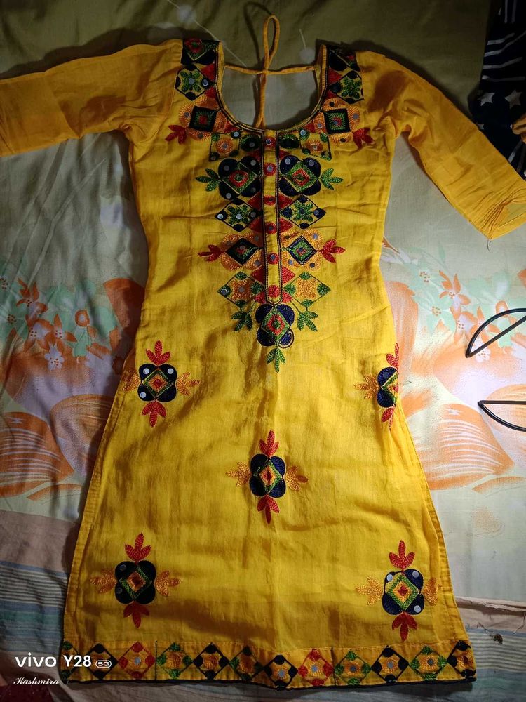 Yellow Embroidered Kurta