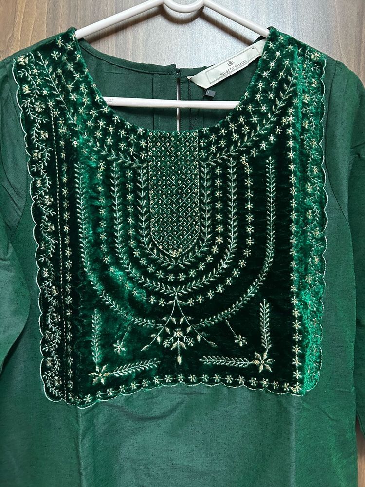 House of Pataudi Festive Green Kurta