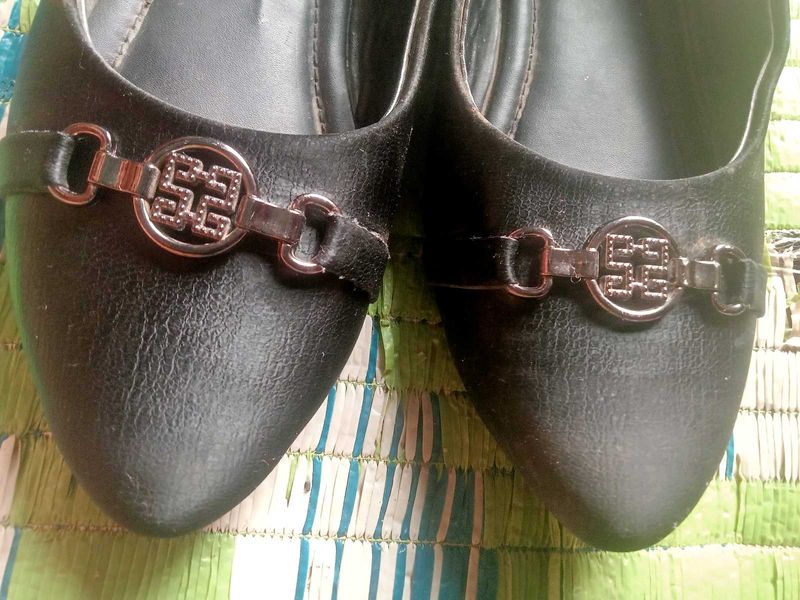 Black Flats with Silver Detail