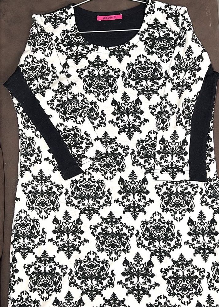 Patterned Black &amp; White Dress