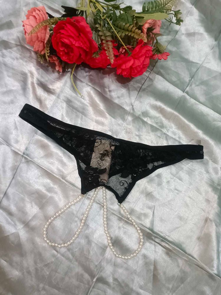 Black Lace Pearl G-String