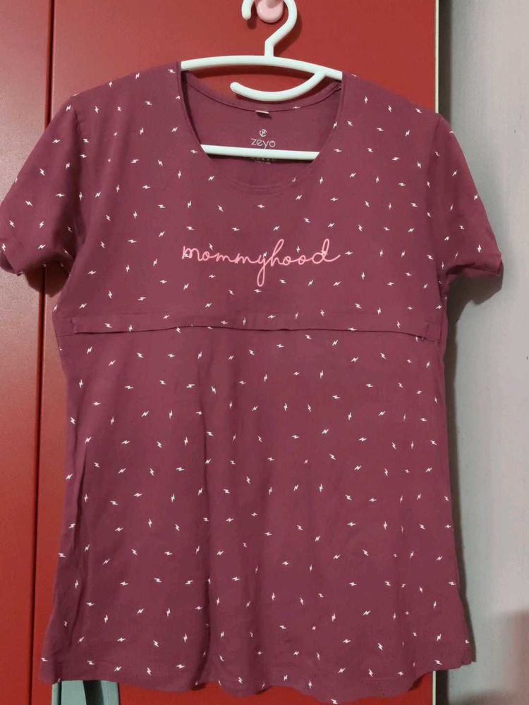 Mommyhood Maroon Tee and Pant