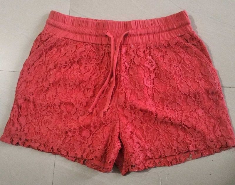 Coral Lace Shorts