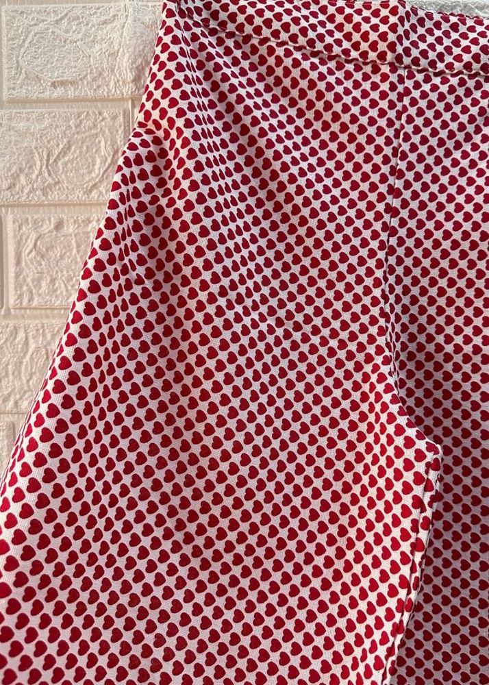 Red Heart Print Pants
