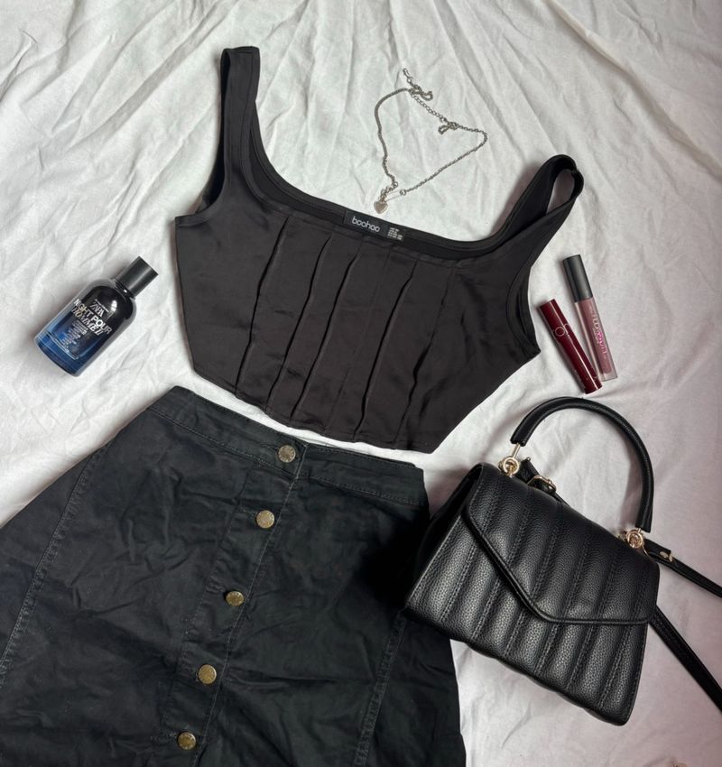 Boohoo Black Corset Top (No Boning)