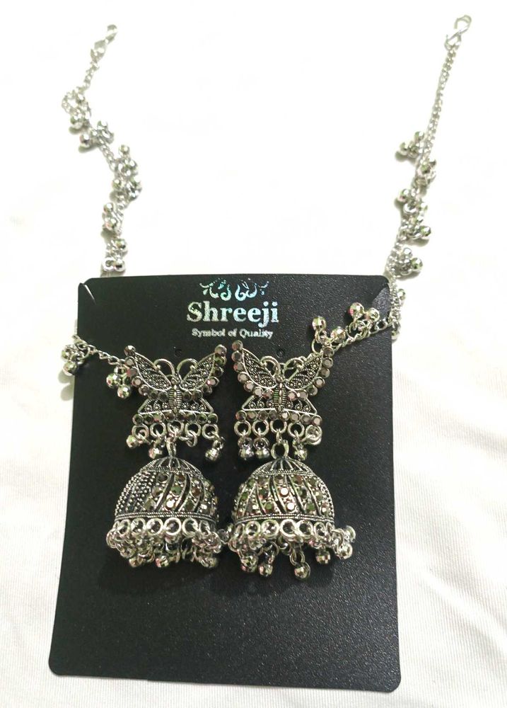 Shreeji Silver Jhumka Earrings