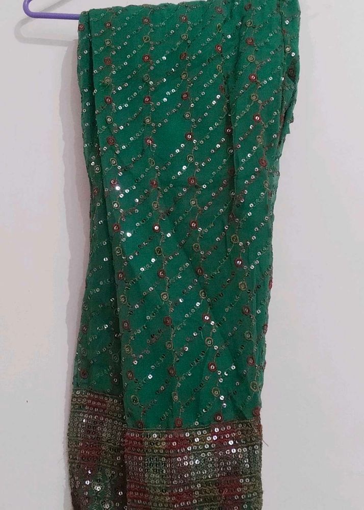 Green Sequin Embellished Pants