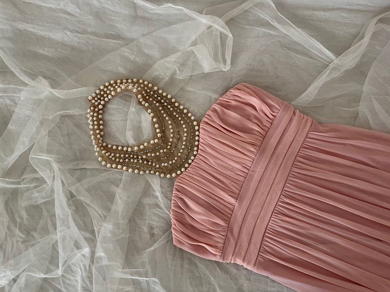 pearl embellished gown