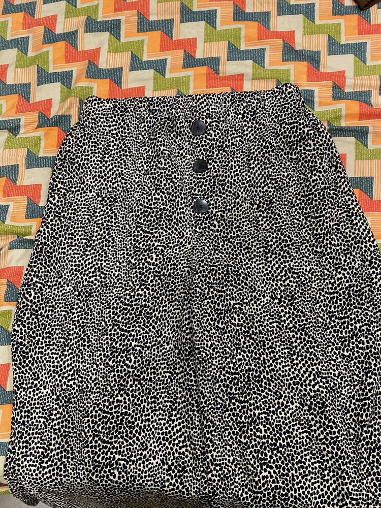 Spot Print Button-Down Midi Culotte