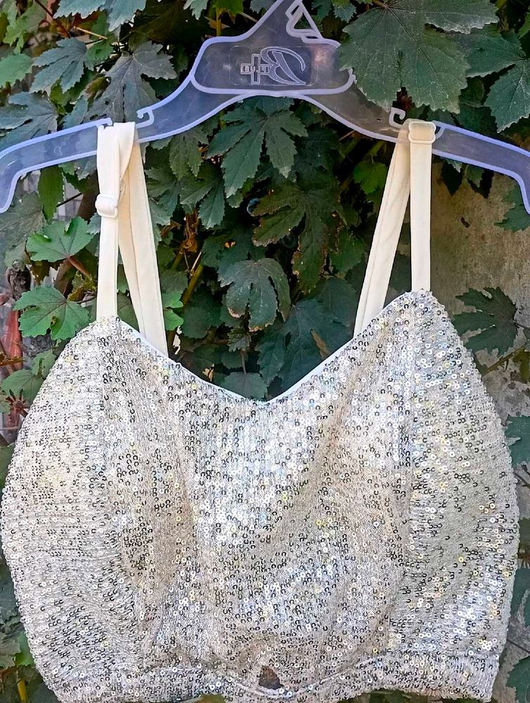 Sequin Embellished Cropped Top