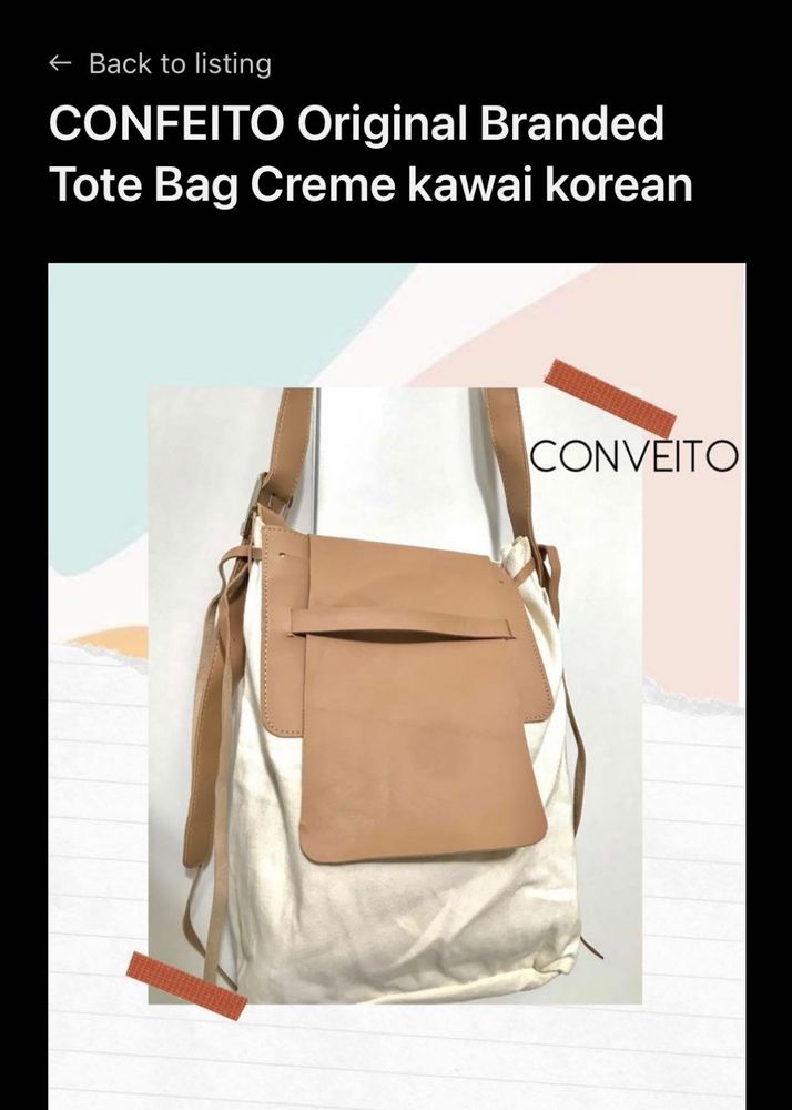 CONFEITO Cream Tote Bag