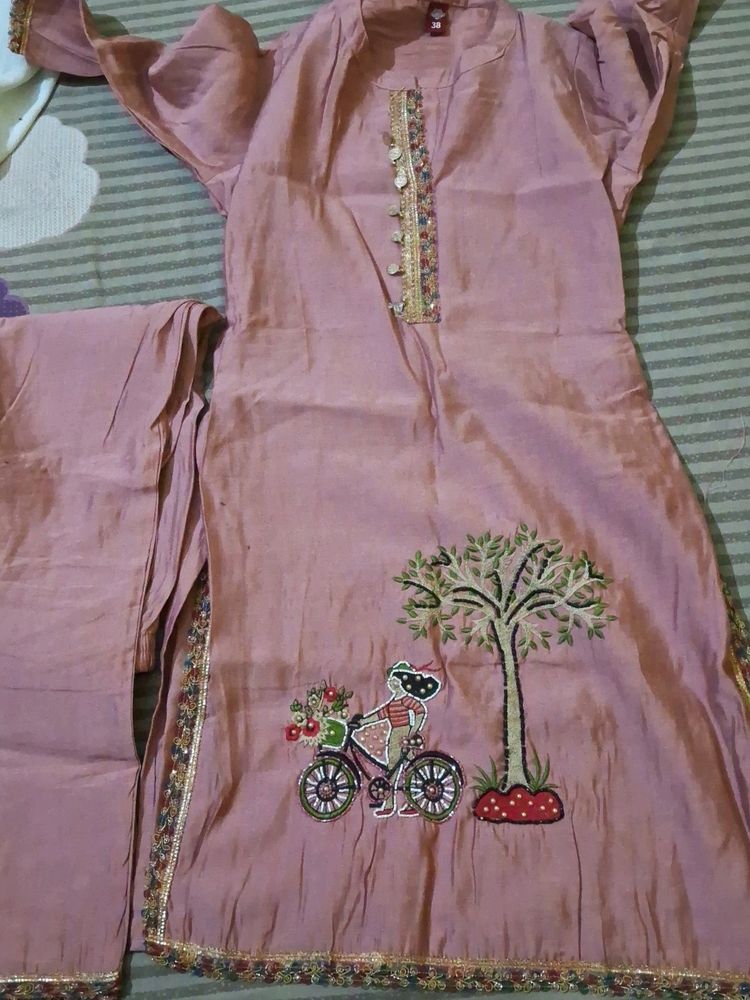 Mauve Color Silk Pathani Cord Set