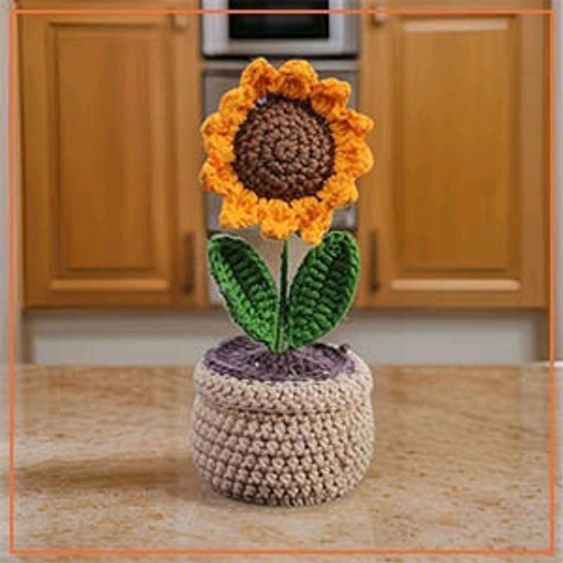 Crochet Sunflower Pot