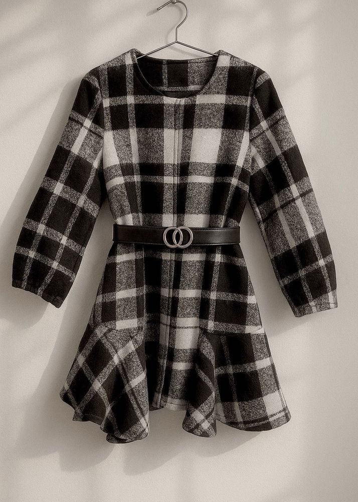 Korean Flared Plaid Oversized Coat