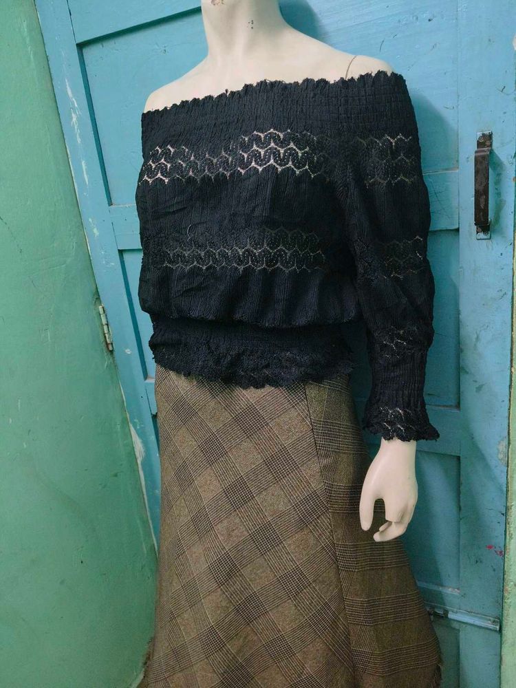 Off Shoulder See Through Top