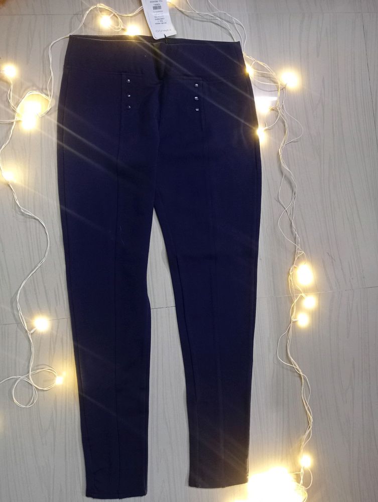 Navy Blue Studded Leggings
